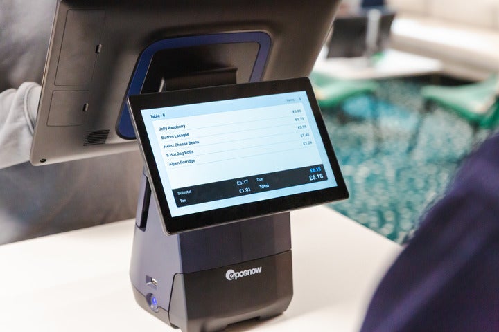 A close-up of the customer display screen on the Epos Now terminal