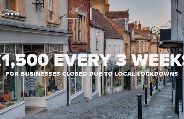 Local lockdown business grants graphic