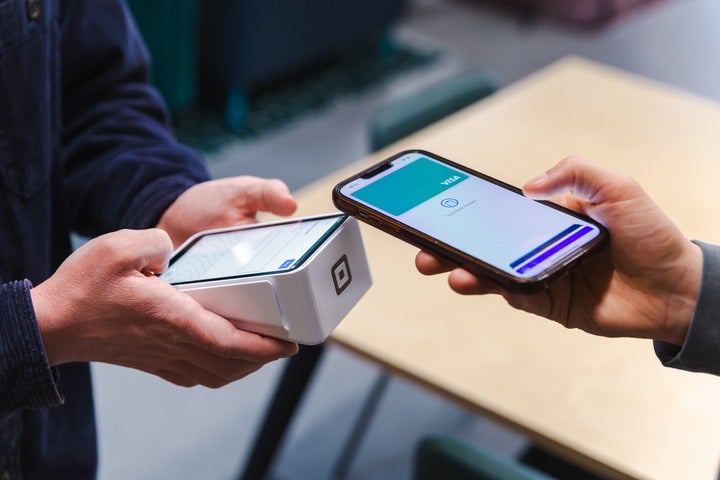 The Square Terminal being used to accept a payment