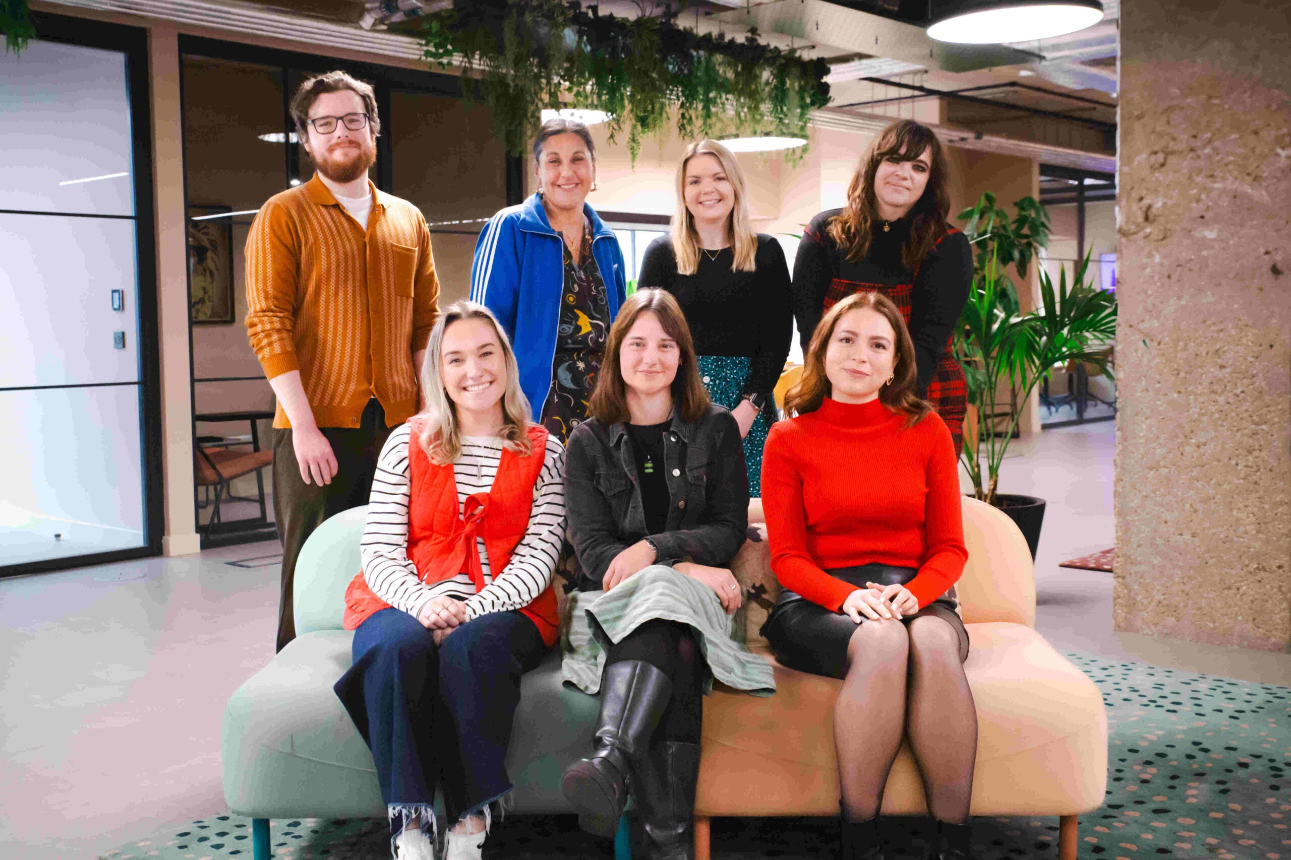 Startups.co.uk editorial team photo on sofa at Wenlock Works