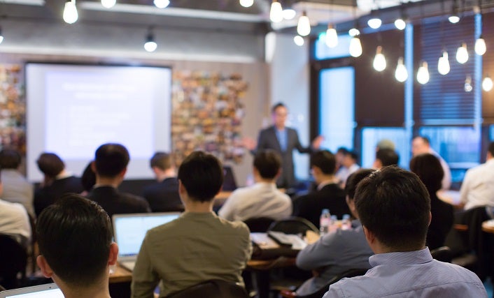 Business People Meeting and Working while Business Executive Lea