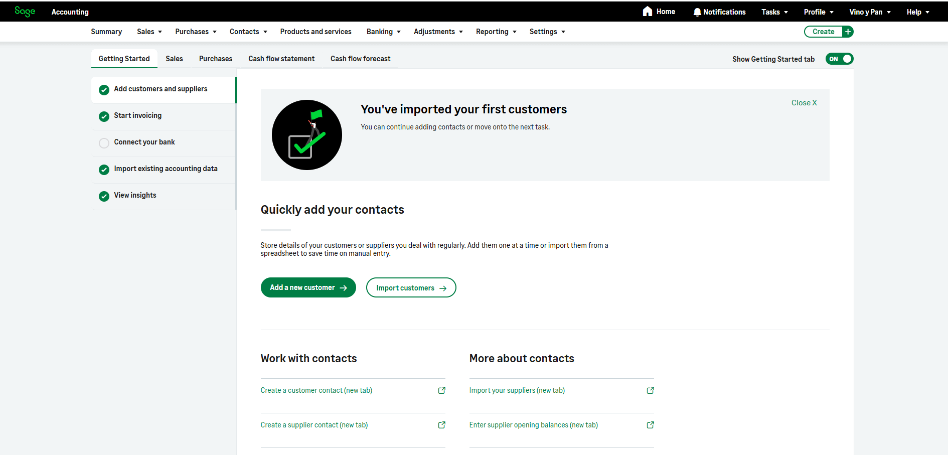 Screenshot of Sage's interface