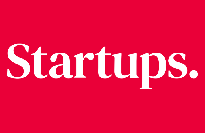 White Startups logo on red background