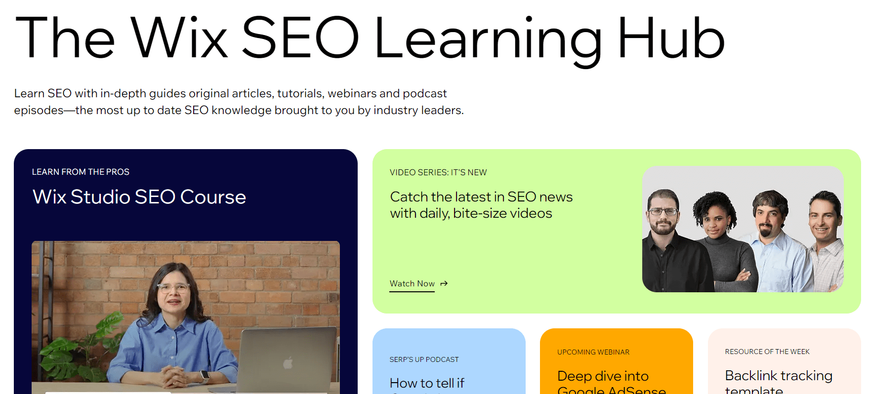Wix Seo Learning Hub homepage